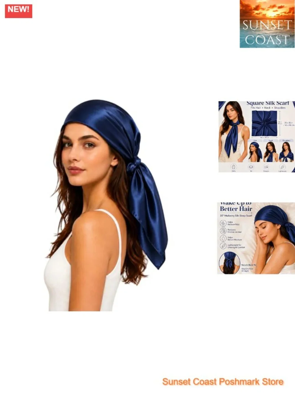 35x35 Pure Mulberry Silk Head Scarf - Anti-Frizz Sleep Wrap Hair Growth Bandana